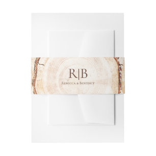 Bandeau De Faire-part Arrière - plan bois écorce Mariage Monogramme pers