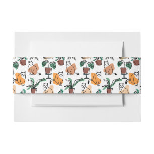 Bandeau De Faire-part Art de trait dessin chats et fleurs