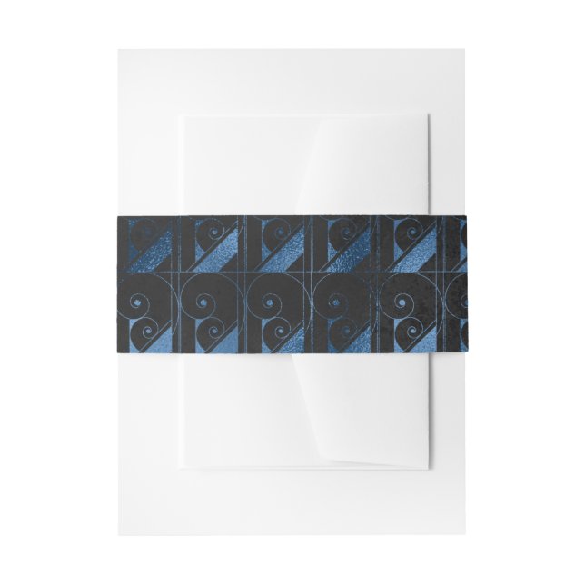 Bandeau De Faire-part Art déco Faux noir et bleu (Devant example)