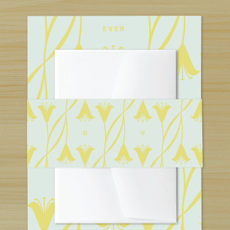 Bandeau De Faire-part Art Nouveau Custom Color Floral Lily Wedding