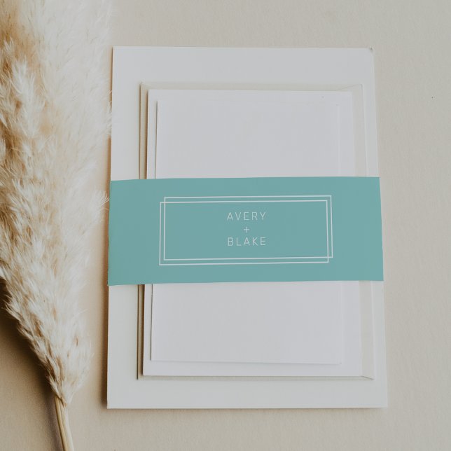 Bandeau De Faire-part AVERT minimaliste moderne Mint Green Mariage cadre (AVERY Modern Minimalist Mint Green Frame Wedding Invitation Belly Band)