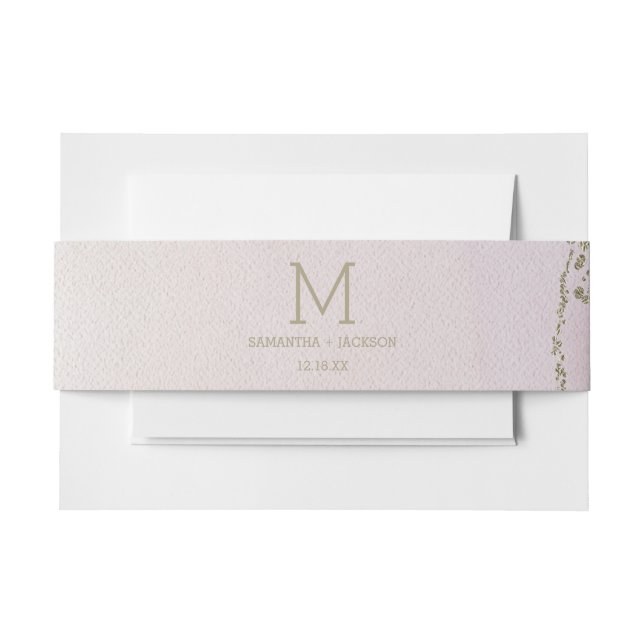Bandeau De Faire-part Awash Elegant Aquarelle Blush Mariage Monogramme (Devant Example)