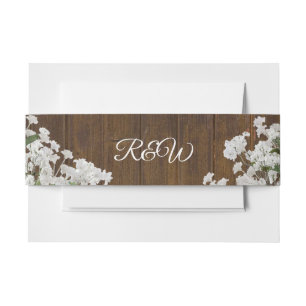 Bandeau De Faire-part Babys Breath Rustic Monogramme mariage Belly Band