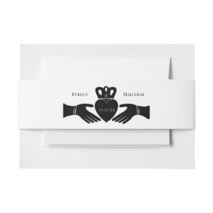 Bandeau De Faire-part Bague de Claddagh irlandais Simple Mariage noir et
