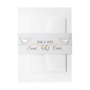Bandeau De Faire-part Bagues et colombes blanches