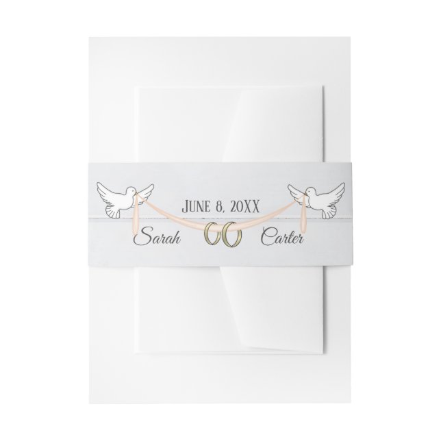 Bandeau De Faire-part Bagues et colombes blanches (Devant example)