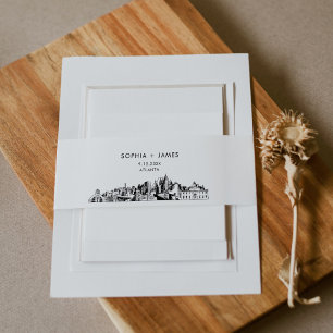 Bandeau De Faire-part Bande Belly d'Atlanta Skyline, 2"x11.5"