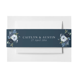 Bandeau De Faire-part Bande de faire-part de mariage florale bleu marine