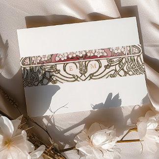Bandeau De Faire-part Bande de ventre Art Nouveau Mucha Monogrammes Init