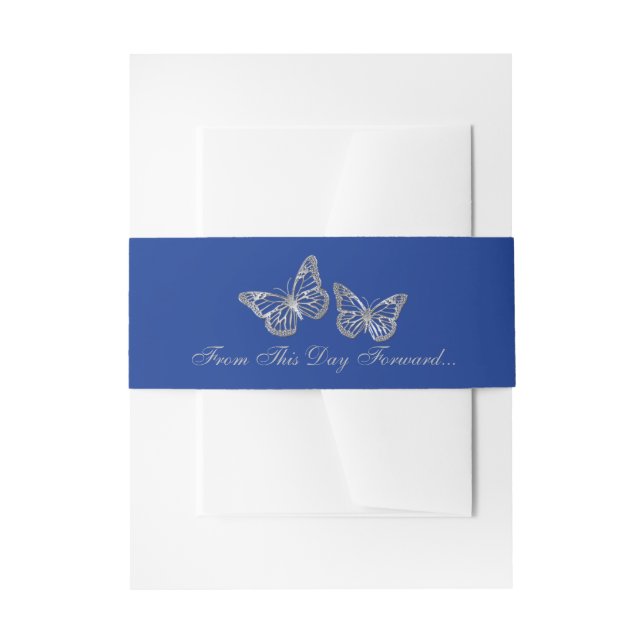 Bandeau De Faire-part Bande de ventre |Bleu, gris argenté | Mariage (Devant example)