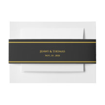 Bande de ventre de mariage en noir et or luxe avec