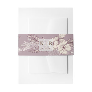 Bandeau De Faire-part Bande de ventre de mariage florale crème moderne