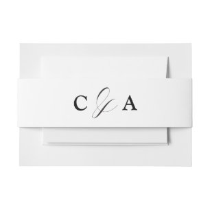Bandeau De Faire-part Bande de ventre de mariage noir et blanc calligrap