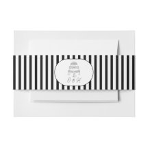 Bande de ventre de mariage rayée noir et blanc