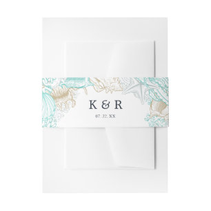 Bandeau De Faire-part Bande de ventre de mariage turquoise côtier mariti