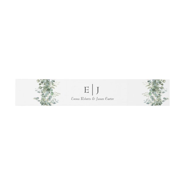 Bandeau De Faire-part Bande de ventre de monogramme de verdure classique (Plat)