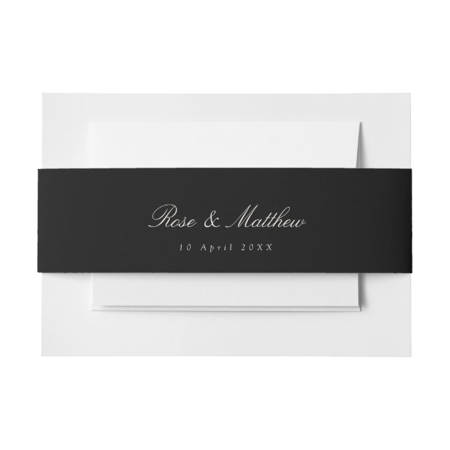 Bandeau De Faire-part bande de ventre en mariage noir et blanc (Devant Example)