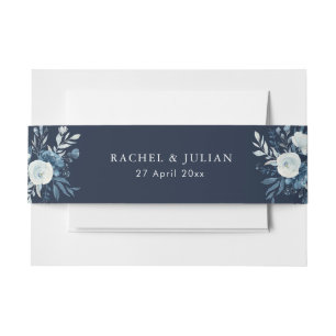 Bandeau De Faire-part Bande du ventre floral bleu clair de lune