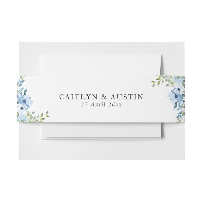 Bandeau De Faire-part Bande du ventre mariage bleu clair moderne (Devant Example)