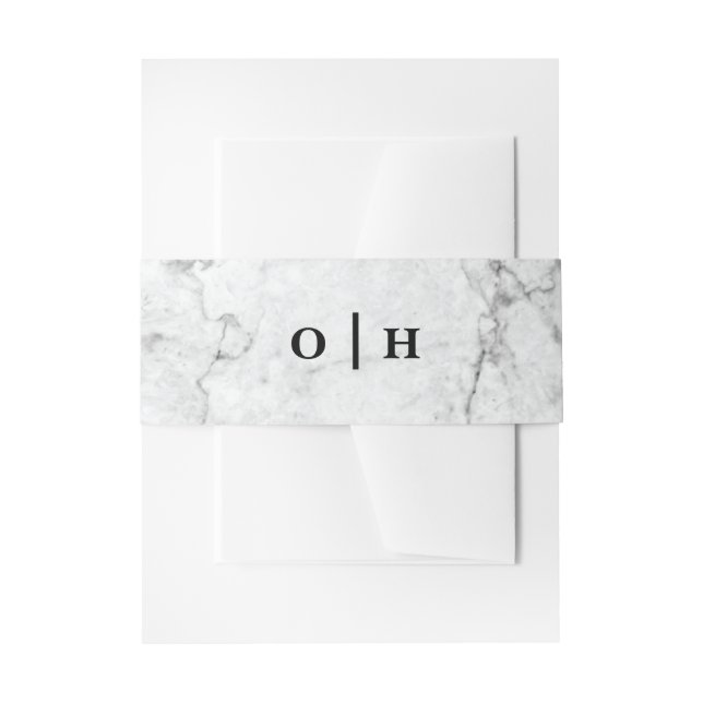 Bandeau De Faire-part Bande faire-part de mariage en marbre monogramme (Devant example)