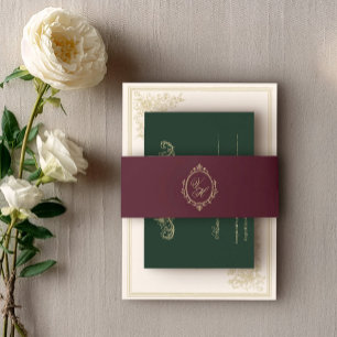 Bandeau De Faire-part Bande ventrale de mariage d'époque Régence avec bl