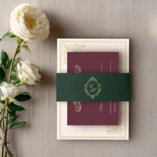 Bandeau De Faire-part Bande ventrale de mariage d'ère Régence avec blaso