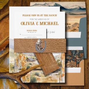 Bandeau De Faire-part Bande ventrale d'invitation Western Ranch