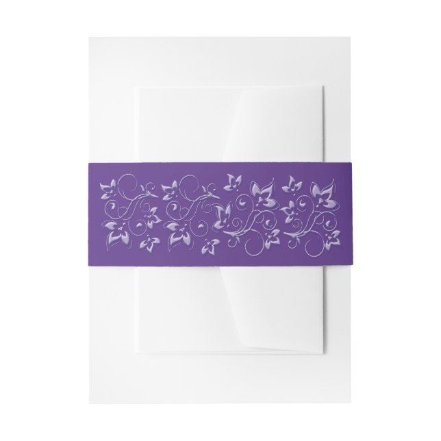 Bandeau De Faire-part Bandes de ventre Mariage de fleurs violettes (Devant example)
