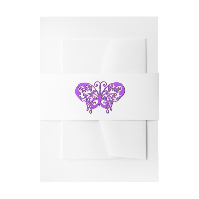 Bandeau De Faire-part Bandes élégantes de ventre de mariage de papillon (Devant example)