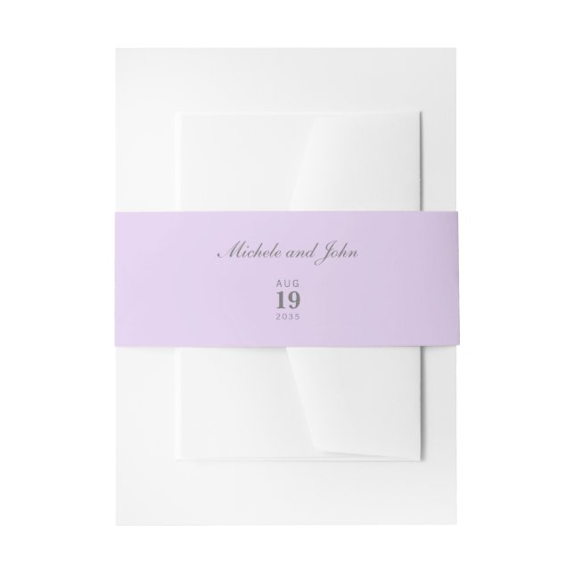 Bandeau De Faire-part Bandes ventrales Mariage Lilac simples (Devant example)