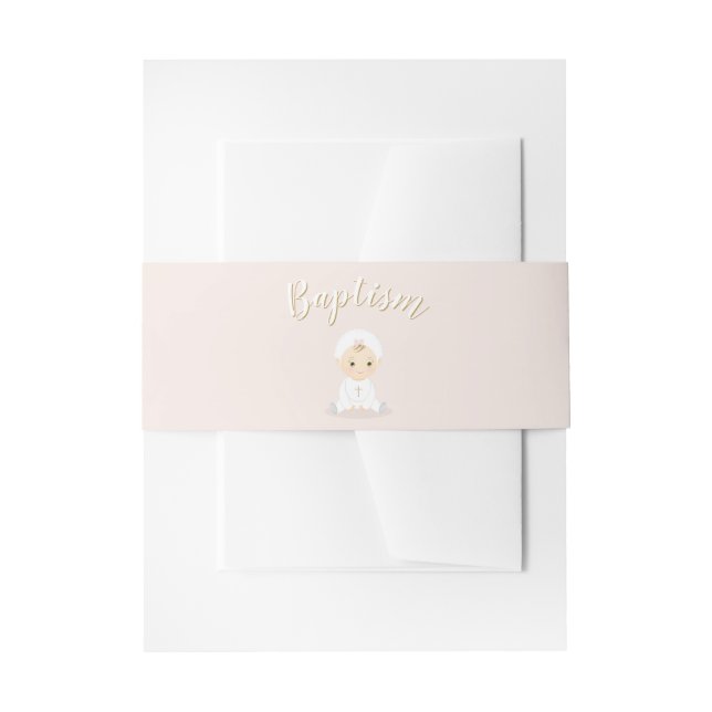 Bandeau De Faire-part Baptême Fille Bébé avec Bonnet (Devant example)