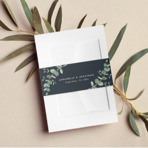Bandeau De Faire-part Beau délicat eucalyptus chic mariage noir