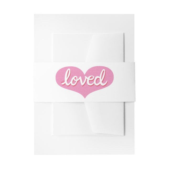 Bandeau De Faire-part BEAUCOUP AIMÉ -Adoré - Coeur rose (Devant example)