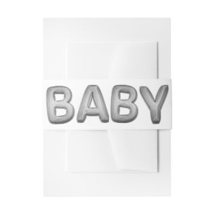 Bandeau De Faire-part Bébé Ballon Argent pour Fille ou Garçon Cadeau d