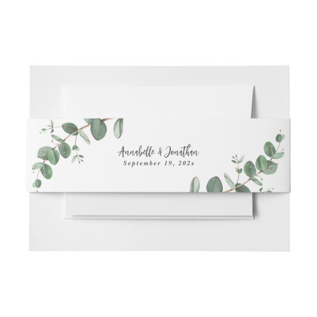 Bandeau De Faire-part Belle délicate feuille d'eucalyptus mariage invi (Devant Example)