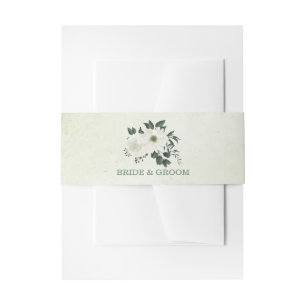 Bandeau De Faire-part Belle fleurs blanches vert feuille mariage
