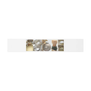 Bandeau De Faire-part Black Collage Christmas, White and Gold