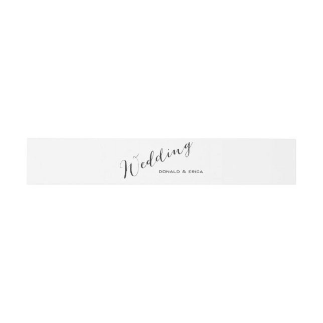 Bandeau De Faire-part Black & White Elegant Wedding Invitation Bellyband (Plat)