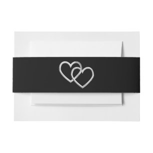 Bandeau De Faire-part Black with Silver Rings Invitation Belly Band