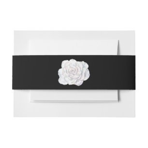 Bandeau De Faire-part Black with White Rose Invitation Belly Band
