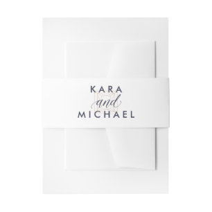 Bandeau De Faire-part Blanc avec la calligraphie bleue de minuit et le