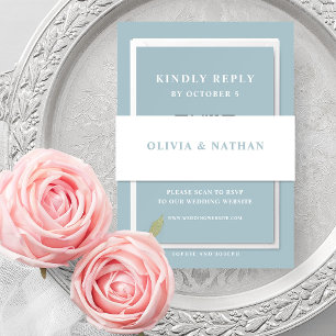 Bandeau De Faire-part Blanc avec texte bleu en poudre   MARIAGE