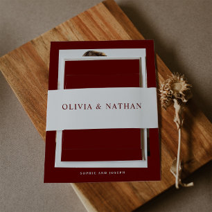 Bandeau De Faire-part Blanc avec texte rouge foncé   MARIAGE