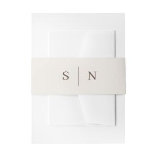 Bandeau De Faire-part Blanc Crème et Marron Minimaliste et Chic Monogr