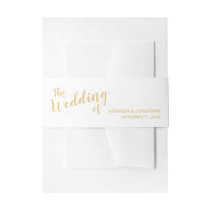 Bandeau De Faire-part Blanc de manuscrit et mariage modernes d'or
