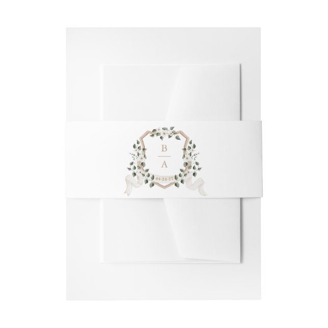 Bandeau De Faire-part Blanc Floral vert Ivy Branch Crest Mariage (Devant example)