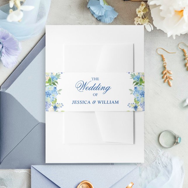 Bandeau De Faire-part Bleu clair Hydrangea Aquarelle Mariage Floral (Créateur téléchargé)