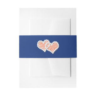 Bandeau De Faire-part Bleu, Coeurs Pêche Faire-part de mariage Bande de 