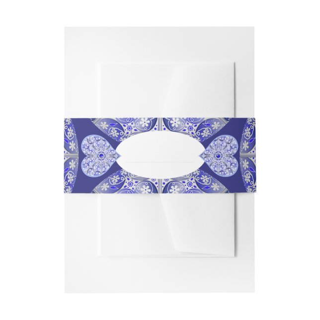 Bandeau De Faire-part Bleu de dentelle en céramique de Grèce (Devant example)
