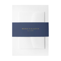 Bleu de marine minimaliste classique | Mariage or